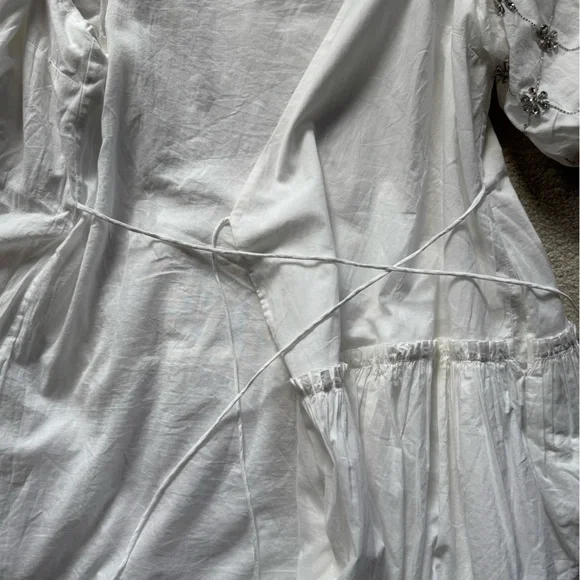 New RHODE Elsa Embellished Cotton Wrap Minidress size S - Picture 15 of 16